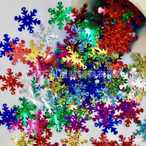Factory Direct Sales Snowflake PVC Paillette 15mm Silver Bottom Sequin Christmas Snowflake Red Craft Jewelry Accessories Accessories