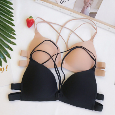 Sexy back cross front clasp wrapped chest without steel ring bra adjusted one piece of seamless underwear for women 