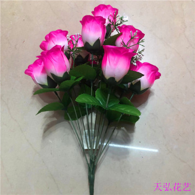 Manufacturers direct home living room hotel decoration simulation rose Chinese valentine's day gift 12 lovers bud