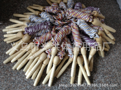 Production and Sales of Foreign Trade Skipping Rope Spiral Skipping Rope with Wooden Handle Cotton Rope Fitness Wooden Skipping Rope