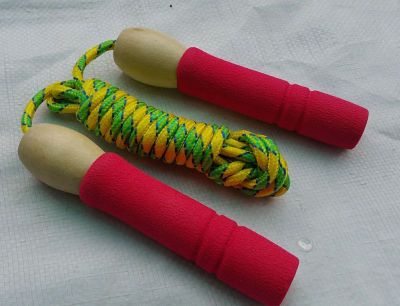 Factory Direct Sales Sponge Handle Wooden Skipping Rope Adults and Children Can Use Adjustable Skipping Rope for Export