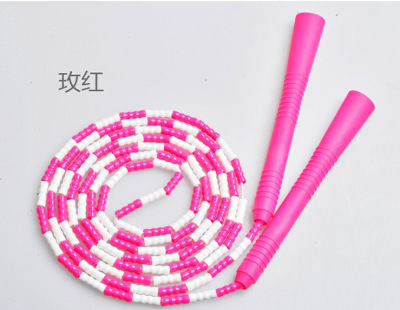 Factory Direct Sales Bamboo Pattern Children Primary and Secondary School Students Fancy Beads Section Skipping Rope Flat Handle Hard Beads