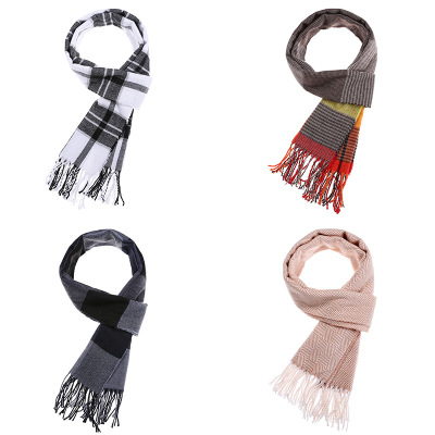 2018 new autumn and winter children's scarves are thickened with double-faced plush men's plaid tassel scarves wholesale