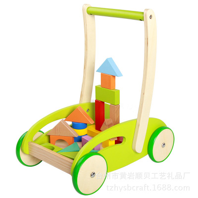 Children puzzle wooden block wooden scientific teaching assembly toy Children wooden color trolley wholesale foreign trade manufacturers