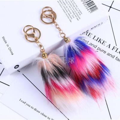 Factory direct marketing creative plush tail key chain pendant accessories imitation fox hair bag key ring pendant wholesale