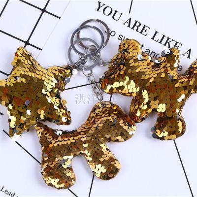 European style sequins dog star small bear key chain package accessories