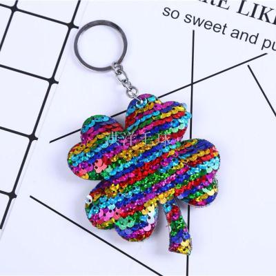 Sequined four - leaf clover key chain reflective key chain pendant lady 's bag in the car pendant accessories