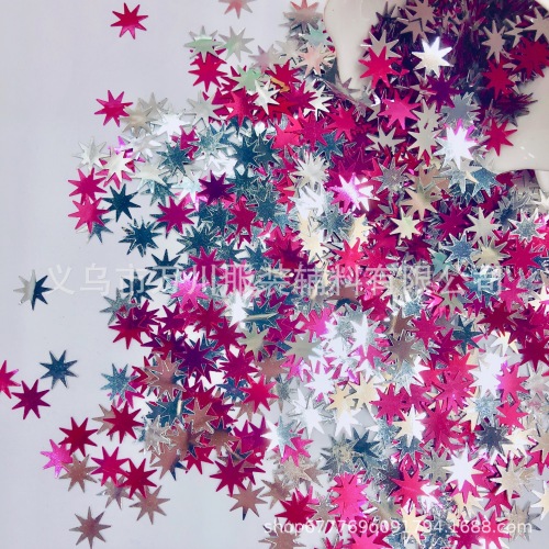 Yiwu Direct Sales Monster Star PVC Beads 12mm Silver Bottom Octagonal Star Sequins Pink Stars crafts Accessories Accessories