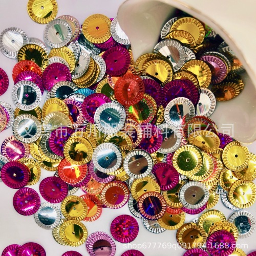 14mm Sunflower PVC Silver Bottom Sequins Embossed Gold Beads round Crafts Jewelry Clothing Accessories Accessories