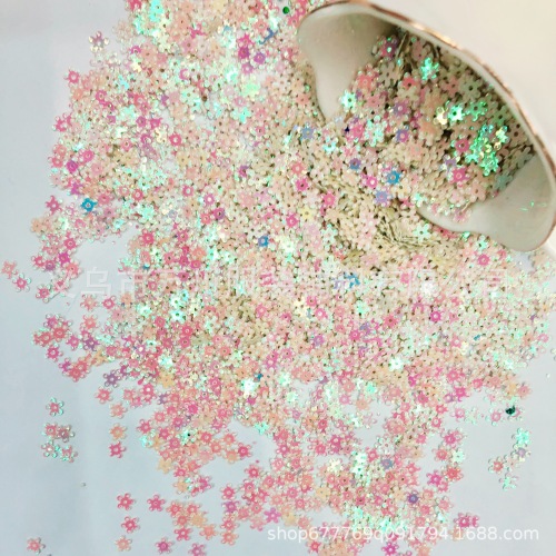 Direct Selling Accessories 5mm Small Flower Egg Type Point Stone PVC Milky Sequins Magic Color Crafts Beads White Machine Embroidery Accessories
