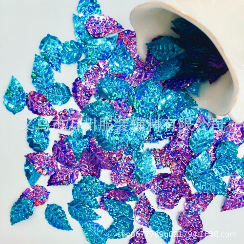 Factory Direct Sales PVC Leaves Laser Sequins Purple Glitter Sequin Plastic Clothing Accessories Accessories Earring Accessories