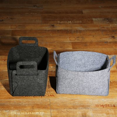 Home Felt Interspersed DIY Handle Storage Basket Portable Felt Sundries Storage Basket Felt Pouch Customizable