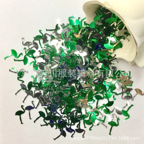 new animals pvc sequins flamingo silver bottom beads ostrich plastic beads craft ornament clothing accessories accessories