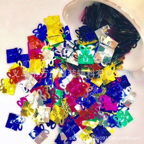 bow gift box pvc sequins gift box silver bottom sequins mixed color beads accessories accessories can be customized