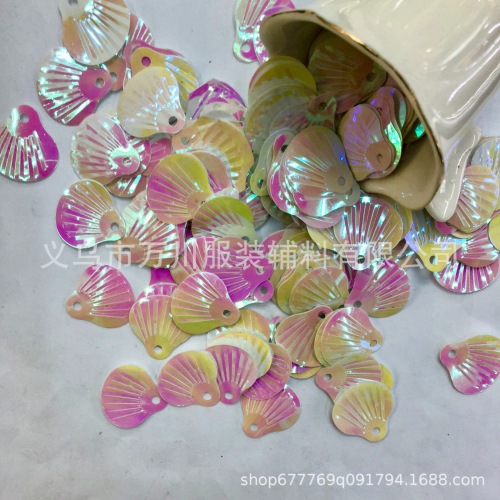 gold small shell silver bottom pvc sequins milky color crafts beads fan-shaped shell clothing accessories jewelry accessories