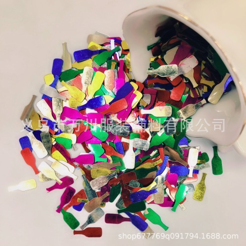 Factory Direct Wine Bottle PVC Sequins 15x5mm Silver Bottom Sequins Mixed Color DIY Crafts Beads Can Be Customized