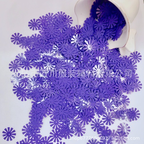 Yiwu Direct Sales 15mm Windmill Sunflower Sequins Purple Large Wafer Solid Color Accessories Sequins Plastic Beads