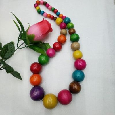 Wooden bead necklace hand string monochrome mixed colors