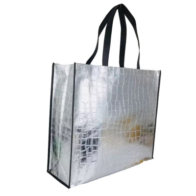 Non-Woven Fabric Laminating Hand Bag Customized Logo Laser Non-Woven Fabric Coated Folded Bag Environmental Protection Non-Woven Shopping Bag