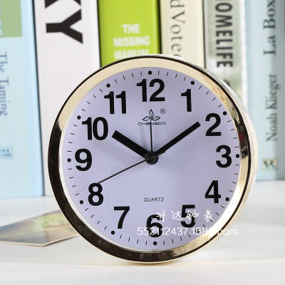 Fashion Simple Electroplating Frame Black and White Digital Surface round Lazy Bedside Alarm Clock Children Household Decoration Clock