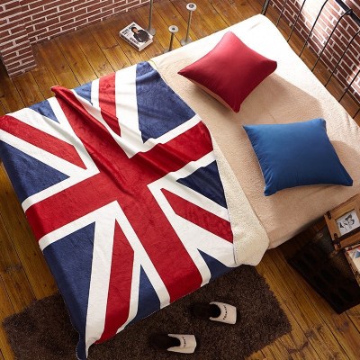 Lamb fleece double clearance blanket British flag office air conditioning sofa spring summer blanket