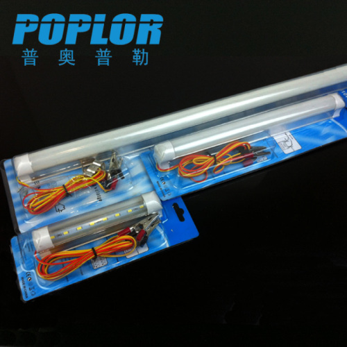 led fluorescent lamp t8 tube blister dc12v with clamp 6/12/22w night market lamp for booth 0.3/0.6/1.2m