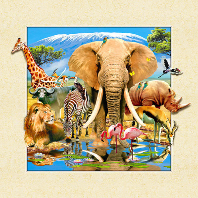 Factory direct 5D three-dimensional painting wholesale three-dimensional painting elephant animal world welcome to sample customization