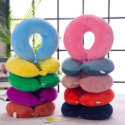 Solid color u neck pillow nap pillow car headrest creative gift plush toys can be customized hair