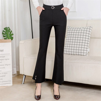 Spring 2018 new slim pants Korean version of black bell pants high-waisted stretch micro casual pants factory wholesale