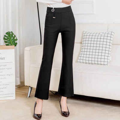 Spring 2018 new women's trousers wear high-waisted micro pants Korean version of black bell pants show thin casual pants wholesale 02