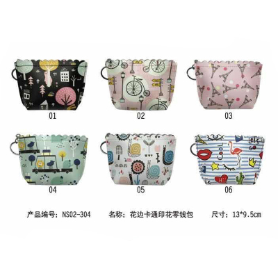 304 series color printed lace t-shaped zero wallet hand key bag doodle small wallet