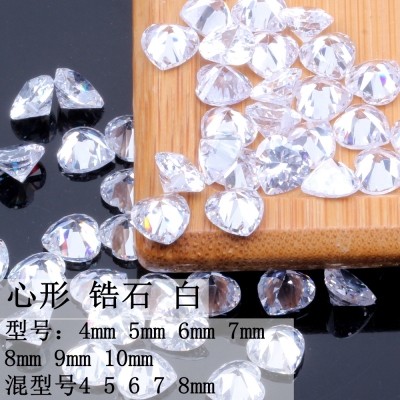 Heart Shape Many Size Clear Cubic Zirconia Stone Machine Cut Crystal Shiny Rhinestones For Jewelry DIY Making 3D 