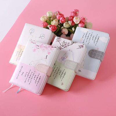 A6 leather hand ledger creative Korea lovely color page notebook notebook exquisite illustration gift stationery