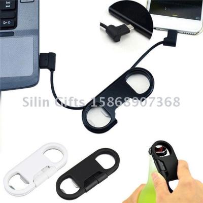 Bottle Opener Keychain Data Cable Portable 3in1 USB Charging Cord For Smart Phone