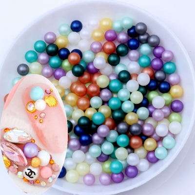 colour mixture Round No Hole Pearls Beads Matte Colorful DIY Newest Jewelry Nail Art equipment