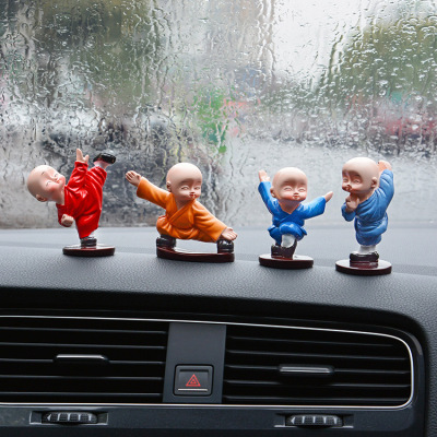 Color Clothes Kung Fu Four Little Monk Car Decoration Samanera Car Decoration Resin Crafts Set of 4 Pieces Price