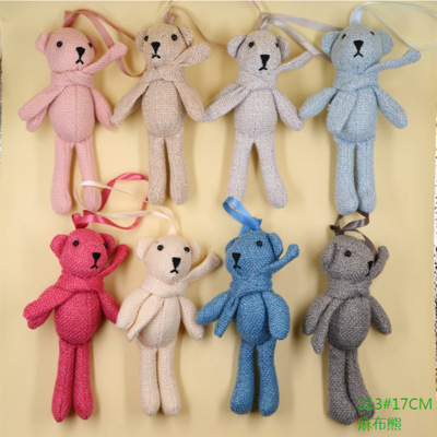 Stuffed toy teddy bear doll, new haircloth long - legged bear | rabbit pineapple check bear bag package pendant diy accessories