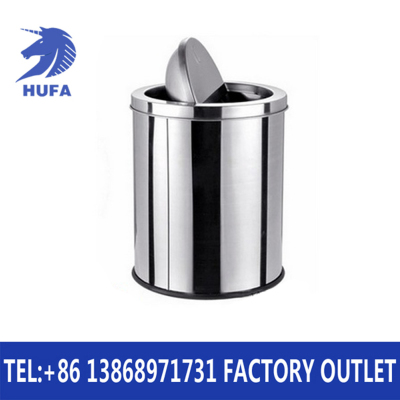 Hotel Supplies Hong Kong Style Stainless Steel Trash Can Flap Trash Can Hotel Rooms