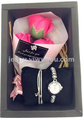 Romantic valentine's day lady gift set elegant and intellectual series, soap flower + high-grade set diamond jewelry