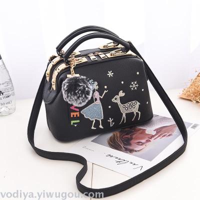South Korean fashion women's bag slung over the shoulder with a small hand bag