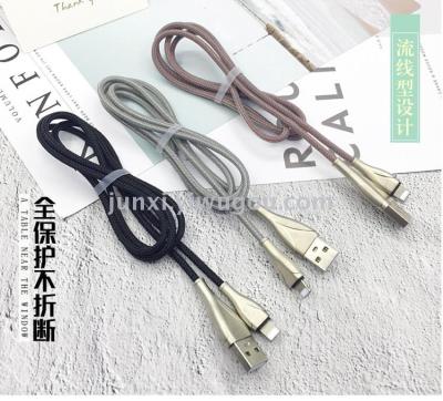 Creative data cable weave fishing net wire quick charging line 2a of android apple iphongx usb cable