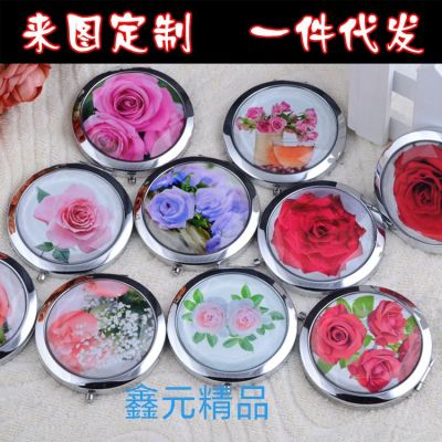 Hand mirror folding portable double-sided mirror advertising logo gifts custom mirror gifts