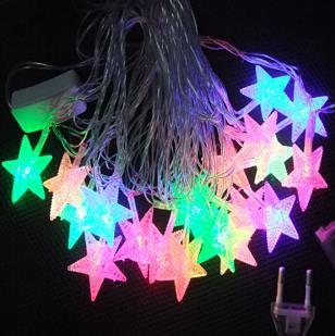 LED serial lights Christmas decoration holiday supplies lighting up the pentagonal star light warm white seven colors