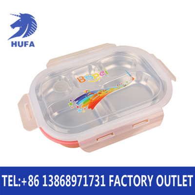Factory Direct Sales Stainless Steel Lunch Box Heat Insulation Anti-Scald Bento Box Compartment Student Fast Food Plate