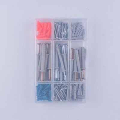 New pp box hardware fittings set with nylon expansion pipe nail wall anchor expansion screw