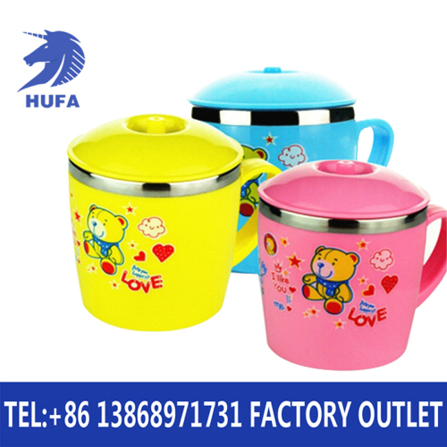 stainless steel 304 children‘s cup anti-scald handle cartoon pattern