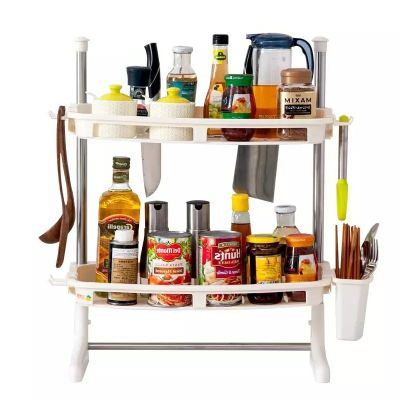 Kitchen shelves seasoning rack multi-functional seasoning bottle storage rack POTS and pans hanging rack