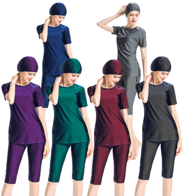 The conservative Muslim women's swimsuit sells quickly in solid color, with short sleeves and a three-piece hat