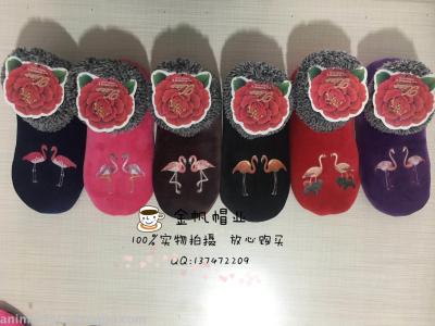 Spot floor socks non-skid stretch wool mouth floor shoes flamingo floor shoes
