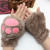 Female bear paw flap half finger touch screen exposed finger plush gloves manufacturer wholesale